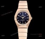 GF Factory Swiss Replica Omega Constellation Black Aventurine Dial Rose Gold Diamond Watch